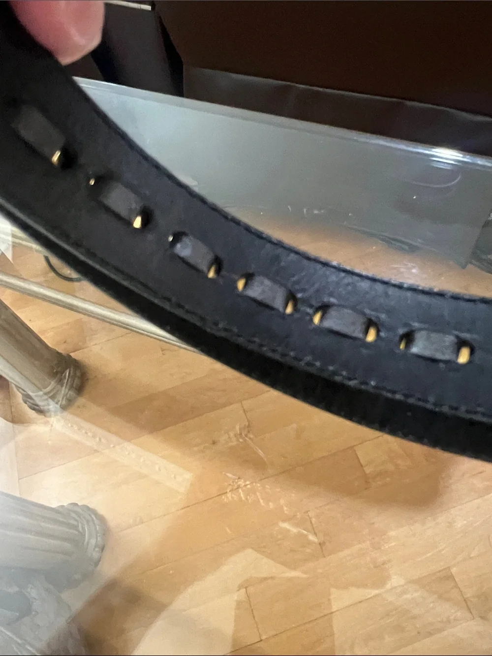 Men's Black  Belt with Gold Chain Detail